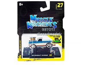 1972 CHEVROLET C10 PICKUP BLUE & WHITE 1/64 DIECAST BY MUSCLE MACHINES 15567