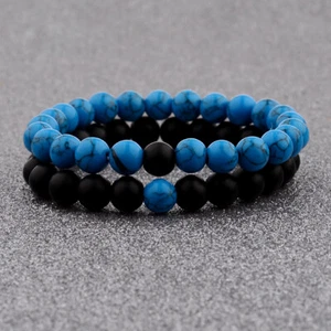 Couple His & Hers Distance Bracelet Lava Bead Matching YinYang Jewelry Fashion - Picture 1 of 12