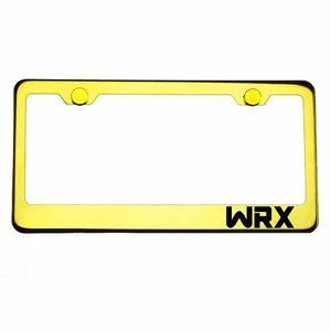 Gold Chrome License Plate Frame WRX Laser Engraved Metal Screw Cap - Picture 1 of 8