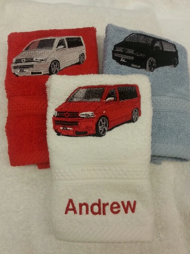 Personalised Christmas van Face Cloth Embroidered Name Flannel Gift camper - Image 1 of 1