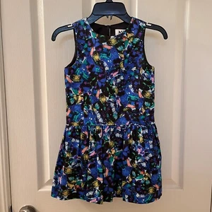 Milly Minis Jewel Print Drop Waist Party Dress Girls Blue Size 6 - Picture 1 of 10