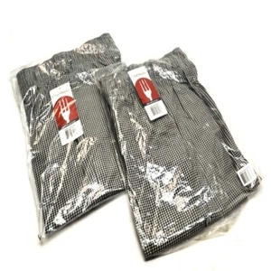 (2) NEW Chef Works Check Baggy Chef Pants Elastic Waist Drawstring XXSmall XXS - Picture 1 of 3