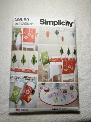 Simplicity Pattern S9669 Christmas Decor One Size Stockings Tree Skirt UNCUT - Image 1 of 2