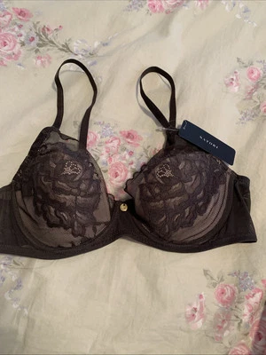Sutiã Natori 34D Dk.Grey/Lt.Mocha Flora Contour UW Fecho Traseiro 721150 Renda Novo com etiquetas - Imagem 1 de 4