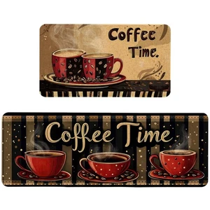 Farmhouse Rustic Kitchen Mats Set of 2 Non Slip Coffee Kitchen Rugs for Floor... - Picture 1 of 7