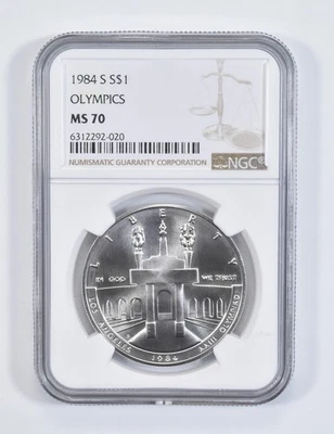 MS70 1984-S Olympic LA Olympiad Commemorative Silver Dollar NGC *3132 - Image 1 of 4