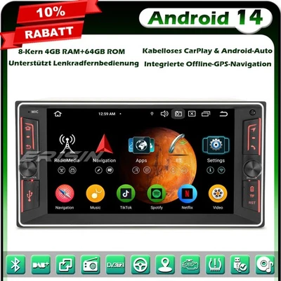 64GB Android 14 DAB+ Autoradio GPS Navi für Toyota Corolla Prado RAV4 Hilux Vios - Bild 1 von 4
