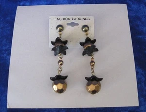 Pendientes perforados vintage de 1980-1990 flores colgantes - Imagen 1 de 2