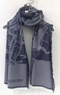 BURBERRY Equestrian Knight Scarf SOLD OUT Indigo Blue Color, Italian Wool, NWT - Image 1 of 4