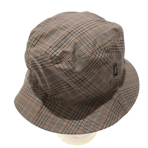 Wigens NWT Bucket Hat Size 59, 7 & 3/8ths Brown/Orange/Multi Plaid 100% Cotton - Picture 1 of 11