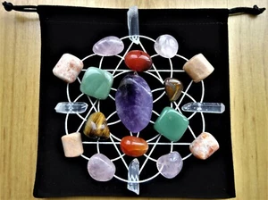 Kristallgitter Set Tuch Liebesschutz Heilung Reiki aufgeladen Heilige Geometrie - Bild 1 von 20