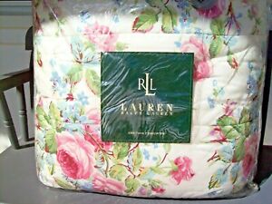 NEW Ralph Lauren Vintage Water Floral Twin Comforter Set Bedskirt Euro Sham 3 PC