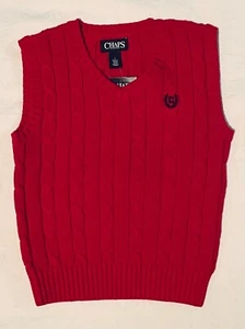 Chaps Boys Red Cable Sweater Vest Size 5 New with Tags $32 - Picture 1 of 3