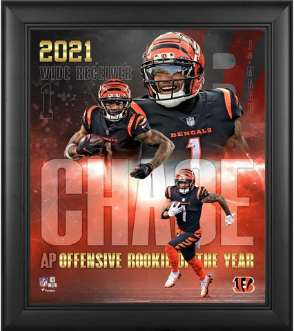Ja'Marr Chase Bengals 2021 Offensive Rookie of the Year 15x17 Collage Cover