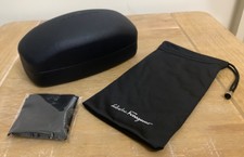 SALVATORE FERRAGAMO GLASSES CASE AND POUCH IN BLACK