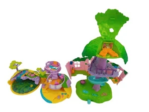 Polly Pocket 2000 Mattel Jungle Pets Treehouse & Tropical Hut Play No Figures - Picture 1 of 11