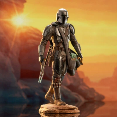 Estatua Star Wars Mandalorian con Niño Colección Premier — Edición Limitada Foto 1 de 4