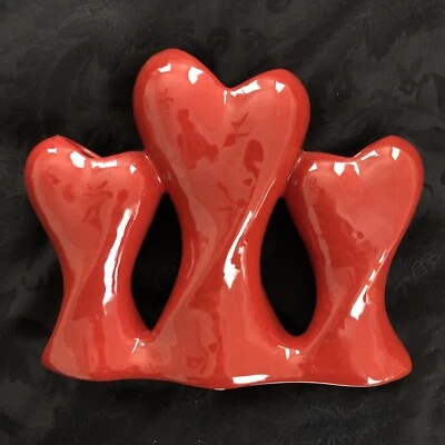 Jarrón 3 corazones brote triple maceta escultura novia San Valentín Art Nouveau Foto 1 de 4