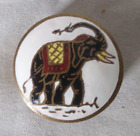 ANCIENNE PETITE BOITE PILULE AUTRE EMAUX CLOISONNE THAILANDE motif ELEPHANT 1970
