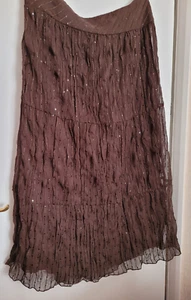 Marks & Spencer’s sequin embellished tiered Chocolate Brown skirt 18 - Picture 1 of 8