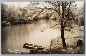 Pineville Missouri MO Lake At Havenhurst barco foto real postal RPPC años 50 - Imagen 1 de 2