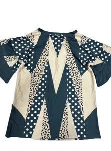 Haut femme col V manches courtes multicolore Lily by Firmiana taille L - Photo 1/3