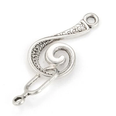  20 Sets Antique Silver Plated Alloy Hook and Eye Clasps Crafts 13.5x25.5x1.5mm  - Image 1 of 4