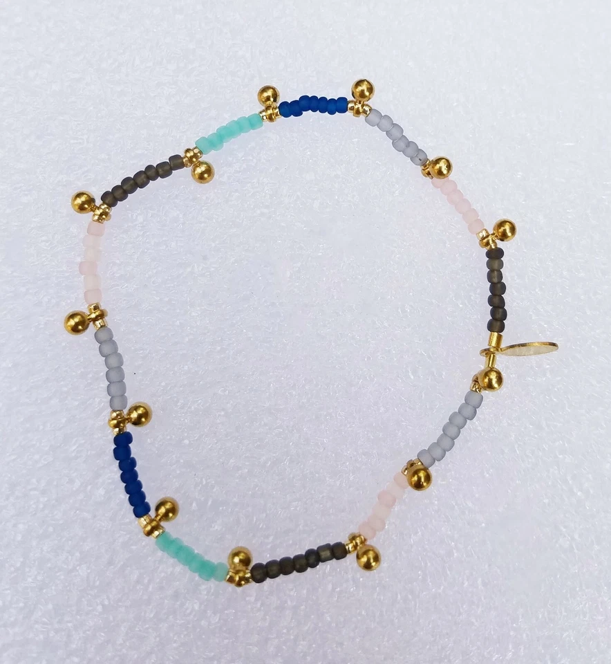 NEW Shashi Candace Gold Ball Station Bracelet-Multicolor Seed Bead - Image 1 of 1