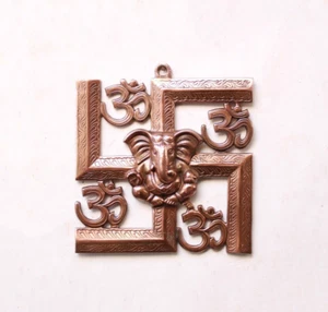 Swastik Ganesh Om Statue Ganesha Ohm Swastika Symbol Hindu Home Decor Gift Idol - Picture 1 of 4