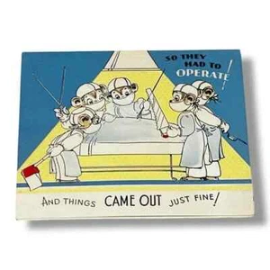 Paramount So They Had to Operate Dressed Animal Bears Vintage Get Well Karte DBX - Bild 1 von 4