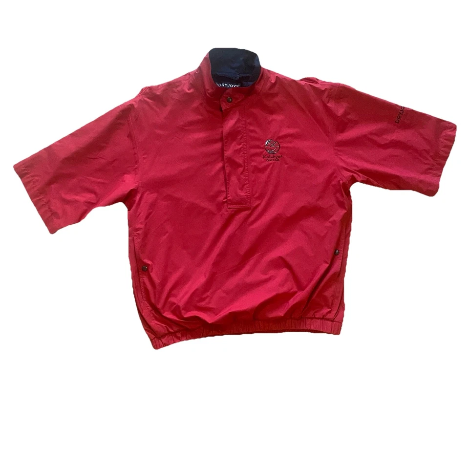 FootJoy DryJoys Rain Shirt Mens M Wind Short Sleeve Red 1/2 Zip Lined Kaluhyat - Image 1 of 4