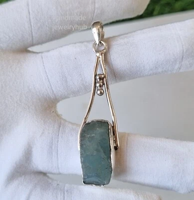 Aquamarine Gemstone 925 Sterling Silver Handmade Impressive Fine Pendant PG3617 Foto 1 de 4