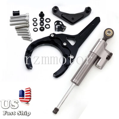 Amortiguador de dirección CNC y montaje de soporte gris y negro para Suzuki GSXS1000 2016-2021 2022 Foto 1 de 4