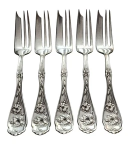 Antike W.R. Keystone Oneida 1908 Nelke Dessert Gebäck Gabel 6 3/4" 5er Set - Bild 1 von 5