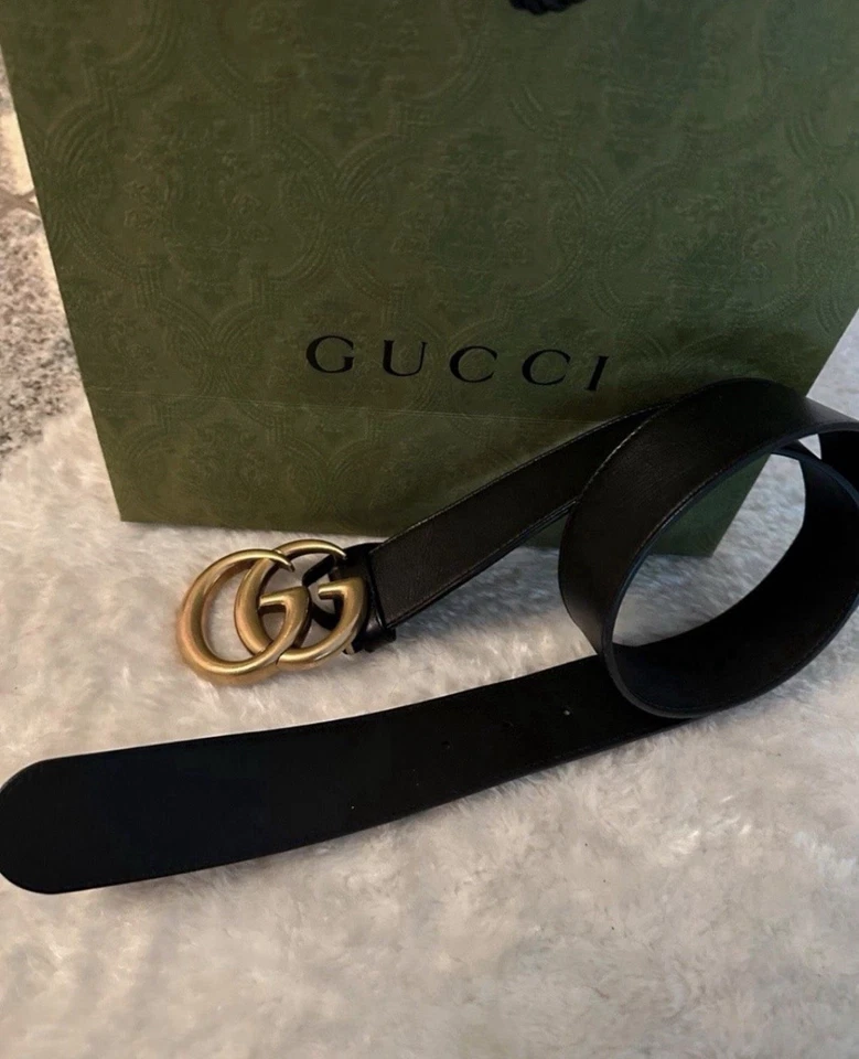 Gucci Breiter GG Marmont Gürtel Schwarz - Bild 1 von 4