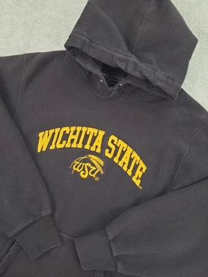 Wichita State Shockers Hoodie Men S Black College Heavyweight Y2K Steve & Barrys - Image 1 of 4