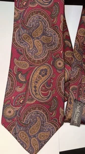 Paul Stuart Burgundy Paisley Silk Neck Tie 58x3 1/2 approx. Hand Made In Canada - Picture 1 of 5