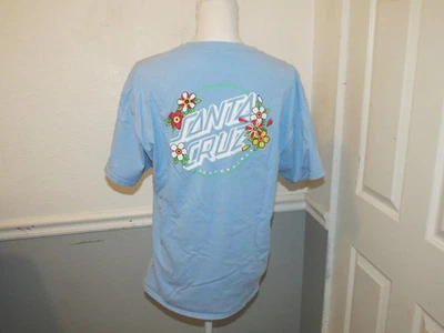 Santa Cruz Size L Blue Floral Short Sleeve Skateboarding Tee T Shirt Flowers - Image 1 of 4