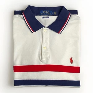 Polo Ralph Lauren uomo taglia L blu rosso bianco righe vestibilità classica polo - Foto 1 di 9