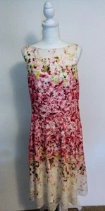 danny and nicole dress Size 14W Pink Lace Floral Print Spring Cottage Core - Picture 1 of 11