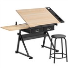 Drafting Table Height Adjustable Art Craft Writing Desk Drawing Painting w/Stool