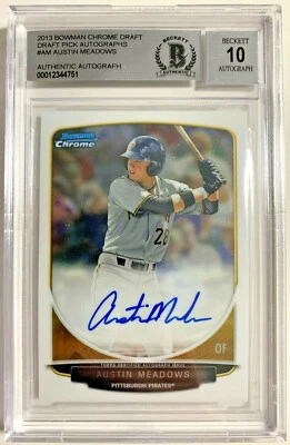 Austin Meadows 2013 Bowman cromo firmado #BCA-SM RC Beckett grado 10 automático Foto 1 de 4