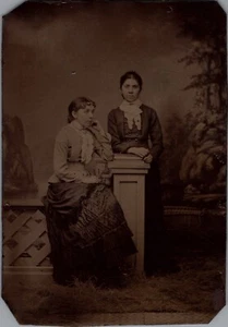 Antique Tintype Photograph Pensive Mother Daughter 1860s - Picture 1 of 2
