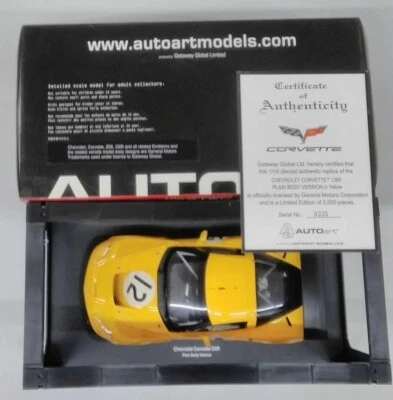 Autoart 1/18 Chevrolet Corvette C6R Plain Body Version Yellow #12 - Image 1 of 4