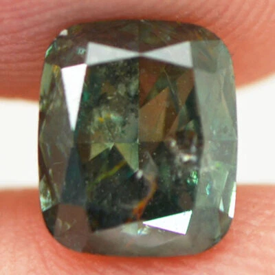 Cojín verde corte diamante elegante color profundo suelto I1 natural mejorado 1,46 quilates Foto 1 de 4