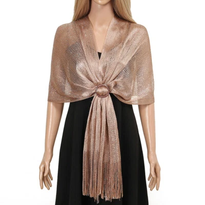 Mujeres Brillante Bufanda Metálica Con Hebilla Hiyab Bufanda Chal Envoltura Brillo Sólido∂ Foto 1 de 4