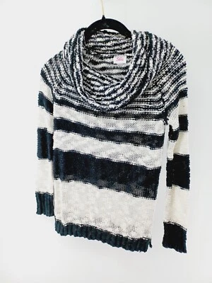 Suéter JUSTICIA Niña Negro/Blanco 12 Sudadera con Capucha Tejido Pullover Capucha Cuello Foto 1 de 4