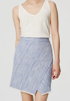 Falda envolvente Ann Taylor LOFT algodón a rayas tweed talla 8, 10, 12 azul dinámico nueva con etiquetas Foto 1 de 3