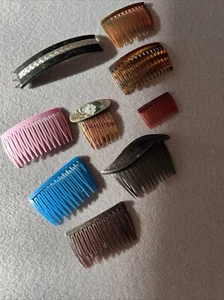 Lot Of 9 Vintage Assorted Hair Side Plastic Combs/Clip - Picture 1 of 11