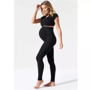 Blanqi Black High Rise Everyday Maternity Leggings Size Small Athleisure Z25 - Picture 1 of 4